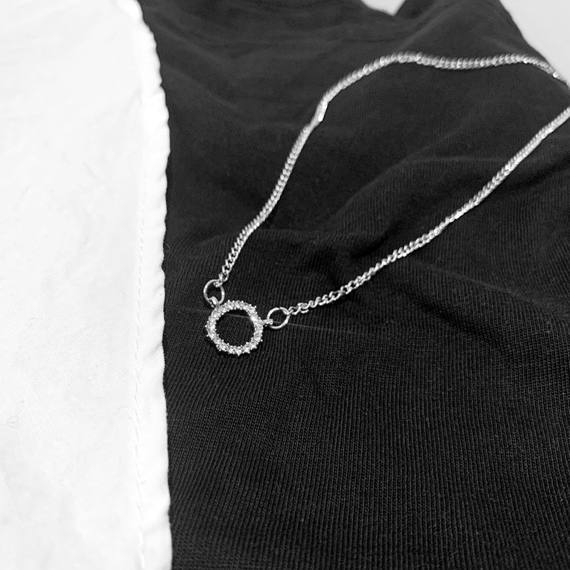 Vòng cổ Mặt Tròn Đính Đá Zircon Phong Cách Hàn Quốc
