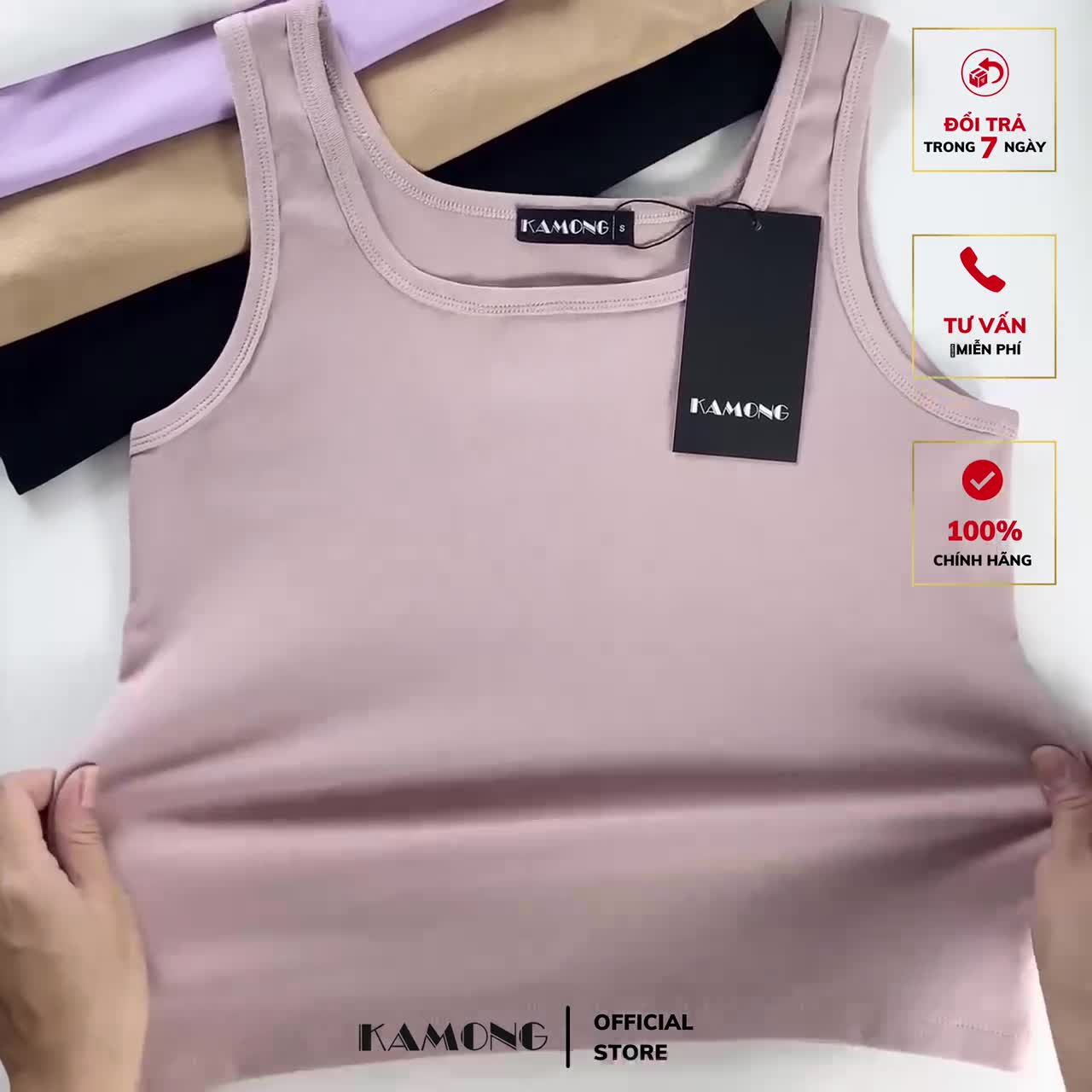 Áo ba lỗ nữ sát nách KAMONG thun cotton 100% A134 | BigBuy360 - bigbuy360.vn