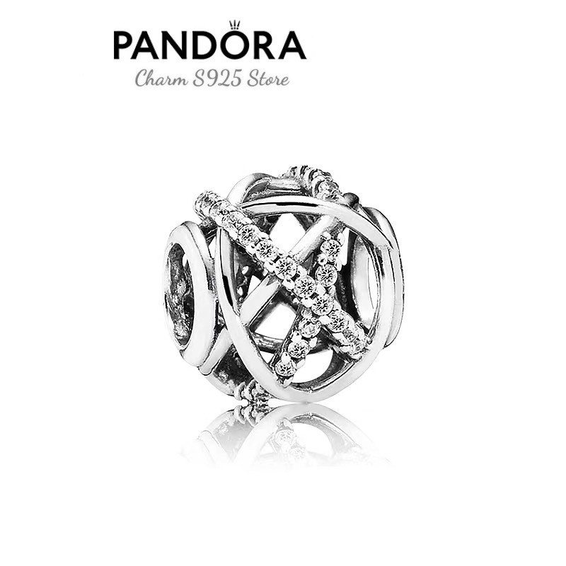 charm pan xỏ ngang galaxy đính đá bạc s925 cao cấp
