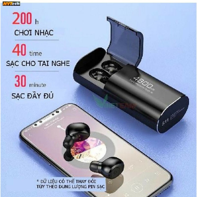 Tai nghe bluetooth S11 pin siêu khủng, kiêm sạc dự phòng