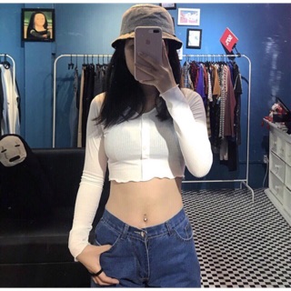 🌻 Áo croptop tay dài nút gài SIÊU HOT
