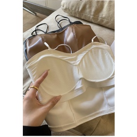 Áo hai dây croptop da ba màu lưng chun cá tính