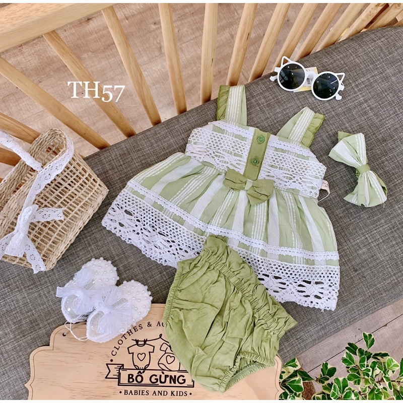 bộ 2 dây xanh cốm phối ren