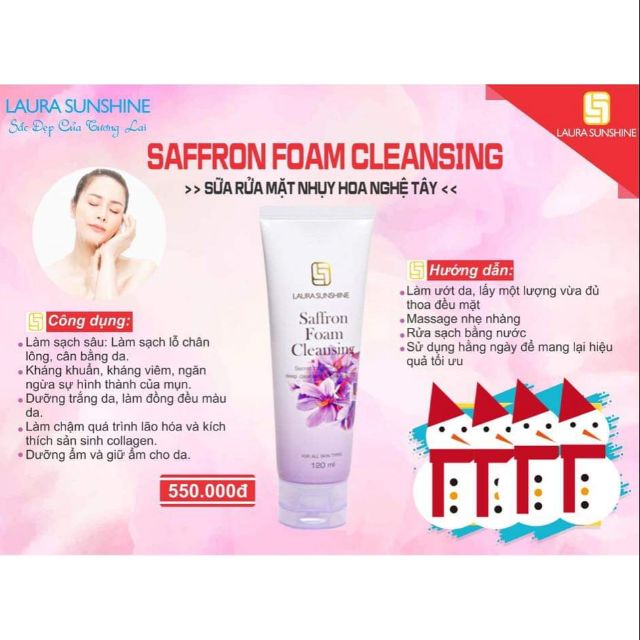 Sữa rửa mặt nhụy hoa nghệ thuật - Saffon Foam Cleansing || LAURA SUNSHINE