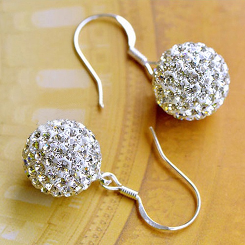 Bông tai đính đá hình quả bóng thời trang thanh lịch cho nữ