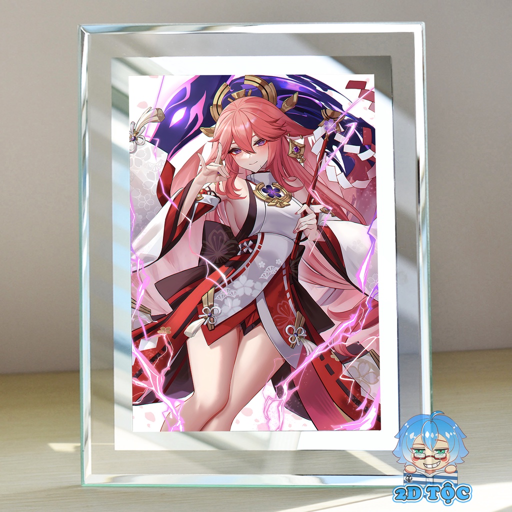 Khung ảnh kính Yae Miko (4) Game Genshin Impact kích thước A4 A5 13x18 by 2D Tộc Shop