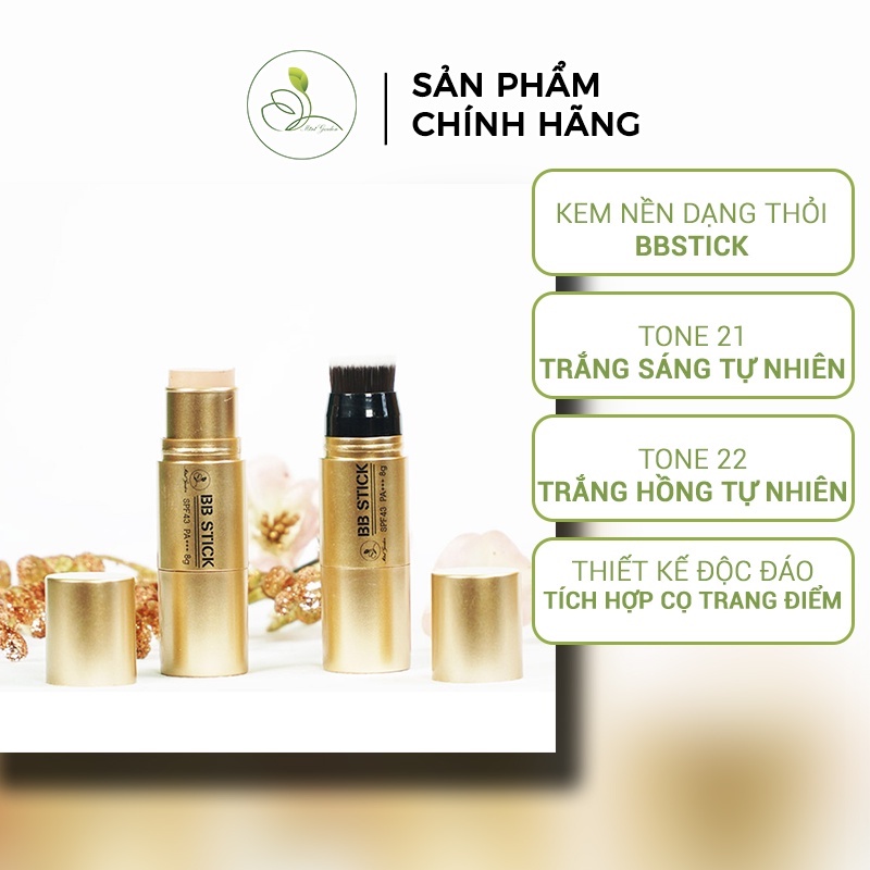 Kem nền dạng thỏi Minigarden BB Stick SPF 43 PA+++ 8g mỏng mịn nâng tông kiềm dầu che phủ tốt PV996