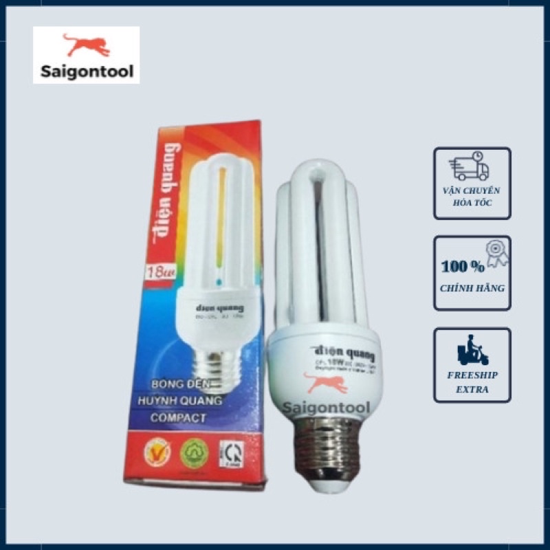 Bóng đèn Compact Điện tử Điện Quang 3U 18W Đuôi đèn chuẩn E27