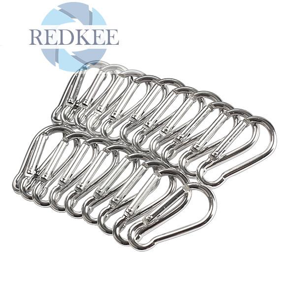 Set 20 móc khóa carabiner chất liệu nhôm màu bạc chất lượng cao