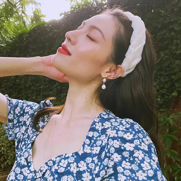 Cài tóc dạng bện bím vải voan nữ phong cách thư xinh phù hợp áo dài