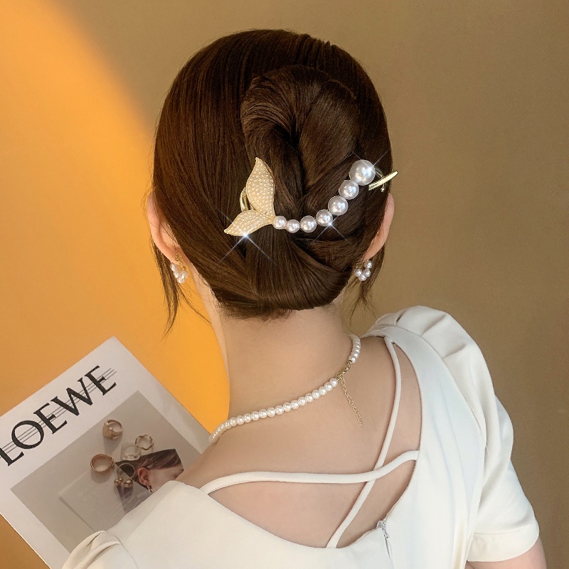 iF YOU Kẹp tóc   kiểu đuôi cá/ bướm/ ngọc trai phong cách cổ điển thanh lịch dành cho nữ