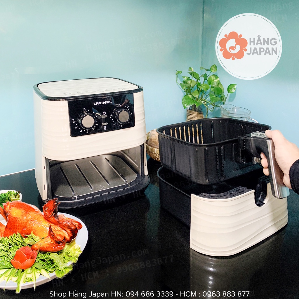 Nồi chiên không dầu LIVEN 5.5 lít KZ-J5502 núm cơ - BH 12 THÁNG, chống dính cao cấp, kiểm soát nhiệt độ