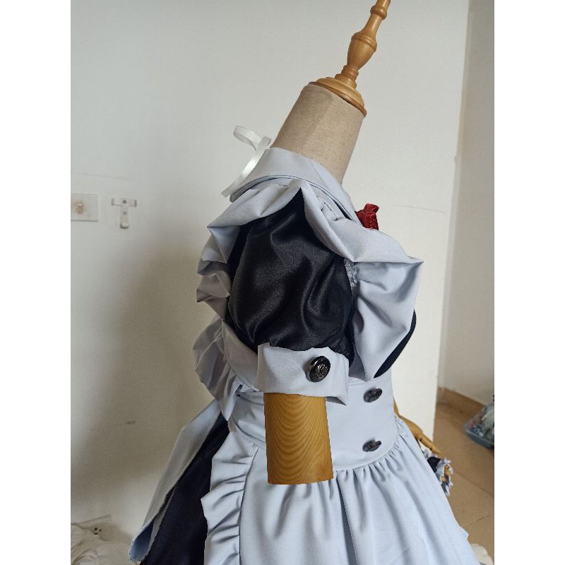 Trang phục váy hầu gái dáng ngắn bèo nơ đen