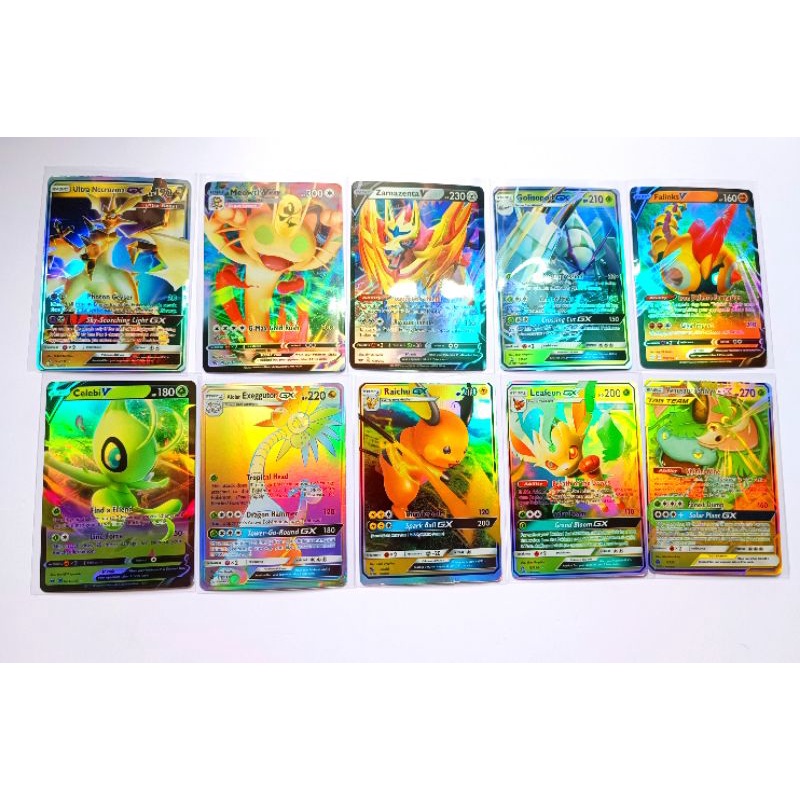 50 thẻ bài Pokemon Vmax/ V/ GX phản quang 7 màu, độc. Mỗi thẻ được tặng 1 bọc kiếng.