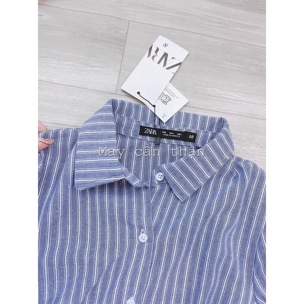 Đầm sơ mi tay ngắn hoạ tiết kẻ sọc thời trang mùa hè mới cho nữ | BigBuy360 - bigbuy360.vn