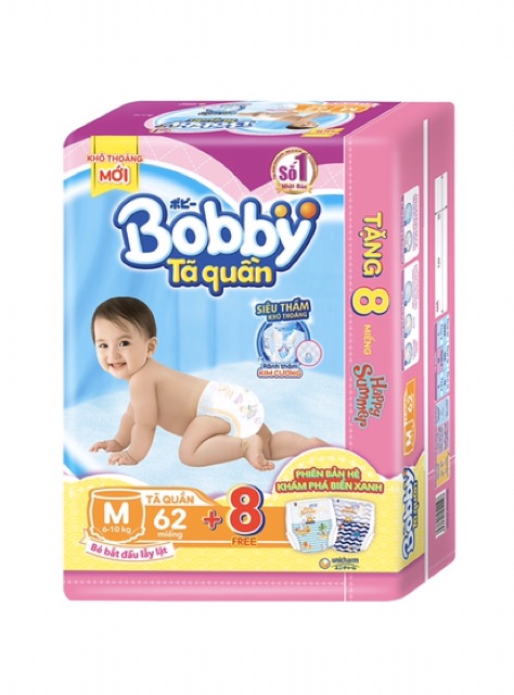 [TẶNG 8 MIẾNG] Tã quần Bobby M62/L54/XL48/XXL44