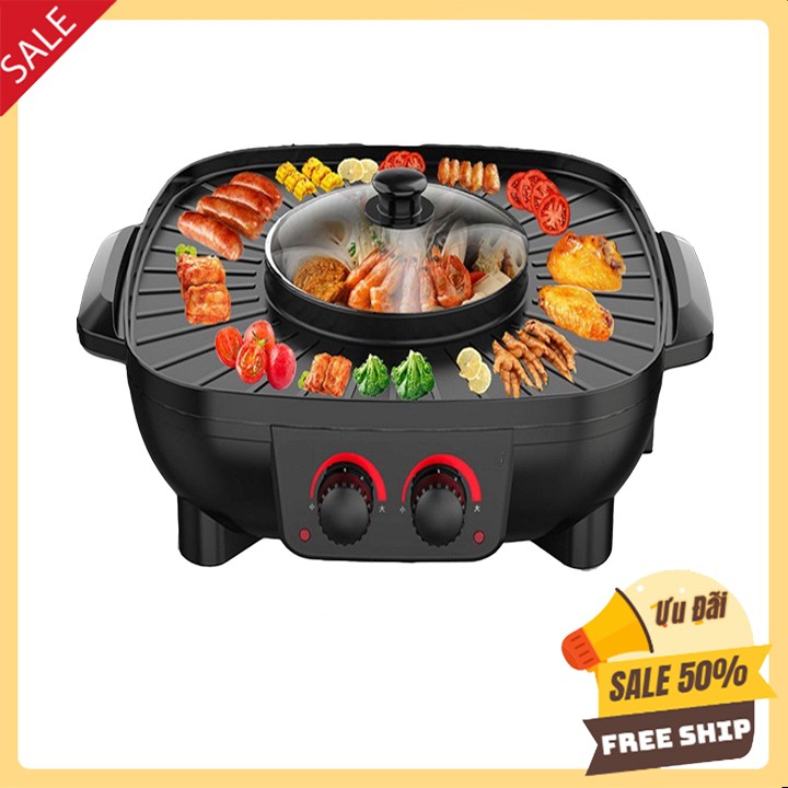 Bếp lẩu nướng 2 ngăn tròn size lớn