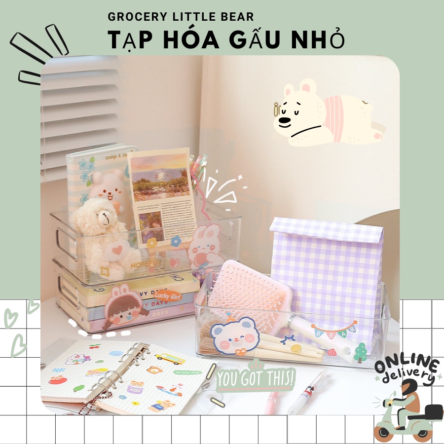 Hộp nhựa trong suốt đựng đồ, mỹ phẩm để bàn