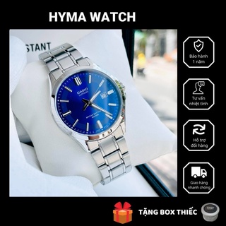 Đồng hồ nam dây thép mặt xanh Casio MTS 100D-2A kính Sapphire - Pin 10 năm Bảo hành 1 năm Hyma watch
