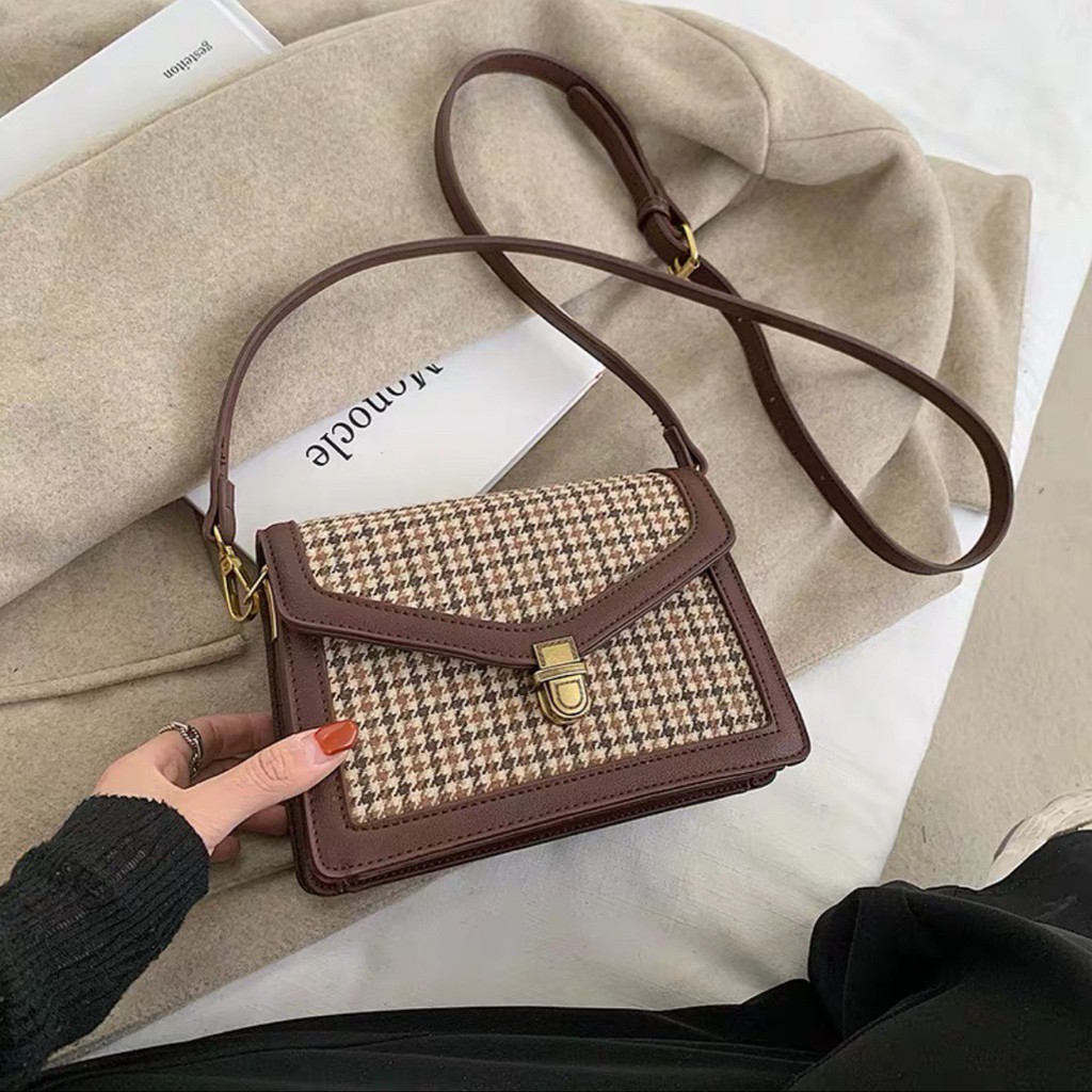 Túi Xách Nữ - Túi Đeo Chéo Nữ Họa Tiết Caro 3 Ngăn Tiện Lợi Kiểu Dáng Vintage | BigBuy360 - bigbuy360.vn