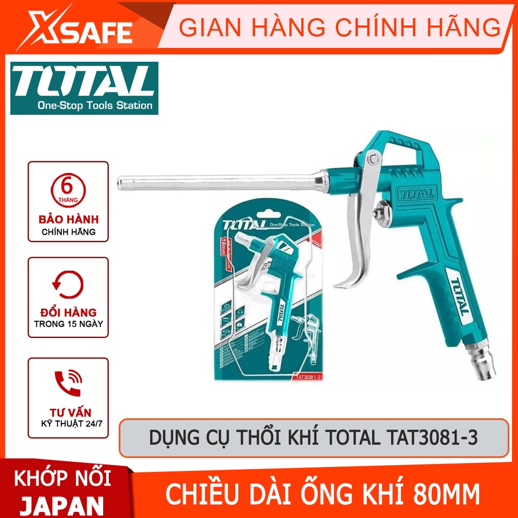 Dụng cụ thổi khí TOTAL TAT3081-3 Súng xịt thổi khí, chiều dài ống khí 80mm, khớp nối kiểu Nhật Bản - Chính hãng [XSAFE]