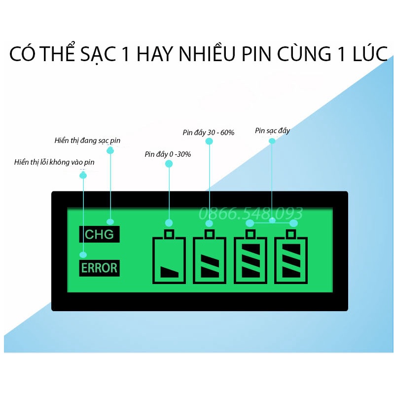 Bộ sạc pin tiểu đa năng cao cấp hiện thi đèn LED thương hiệu PALO/LC907