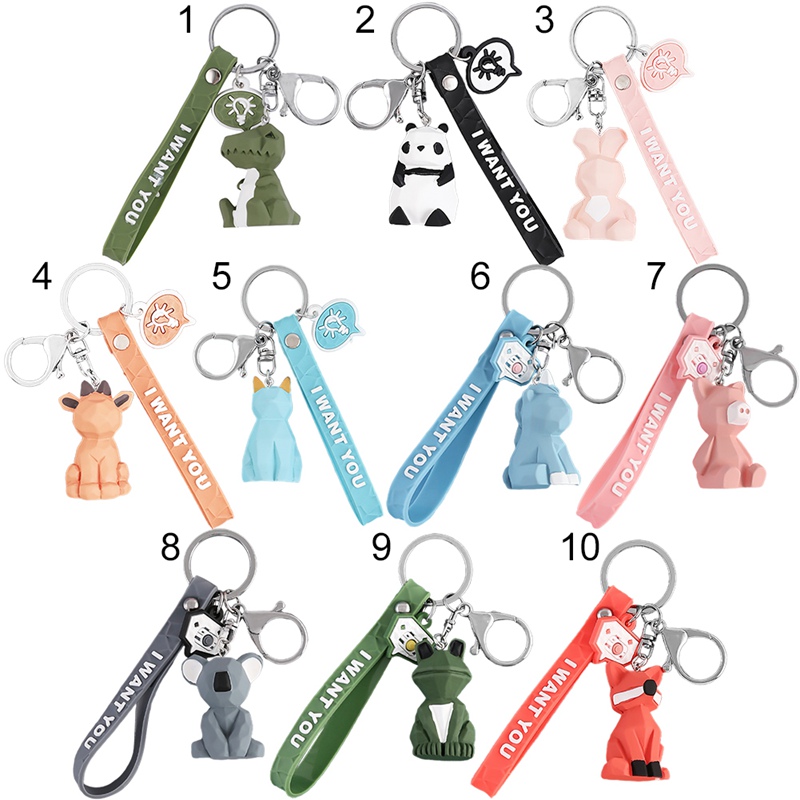 Attract Móc Khóa Mặt Động Vật Hoạt Hình Thiết Kế Hình Học Đáng Yêu Nhiều Màu Sắc Tùy Chọn