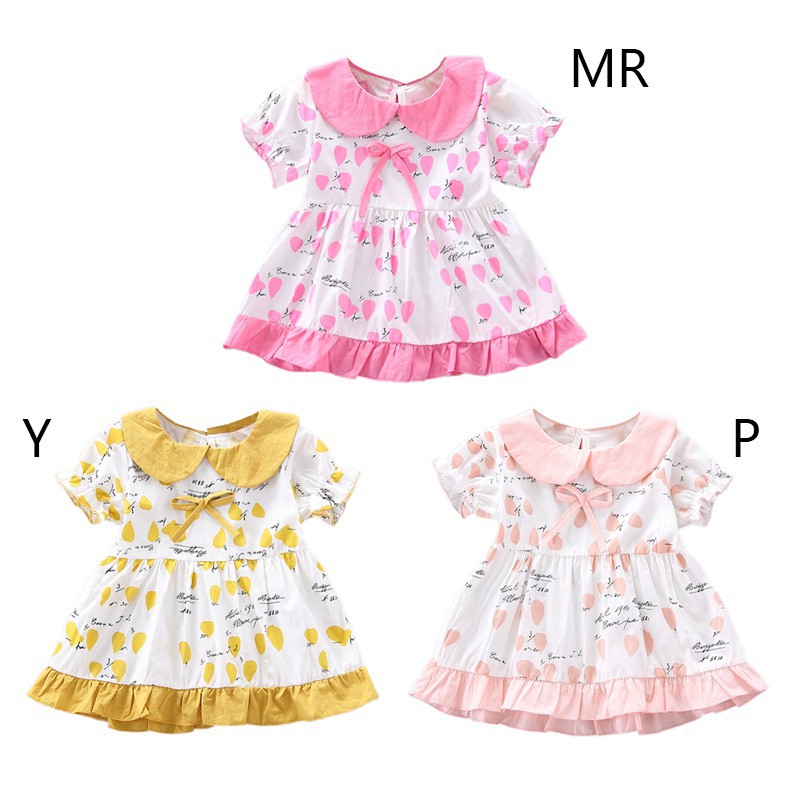 Đầm ngắn tay in hoa dễ thương cho bé gái