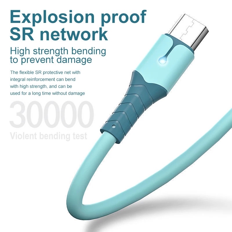 Dây Cáp Sạc Nhanh 5A Silicone Dạng Lỏng 3 Trong 1 Có Đèn Led Cổng Usb Micro Usb Type-C