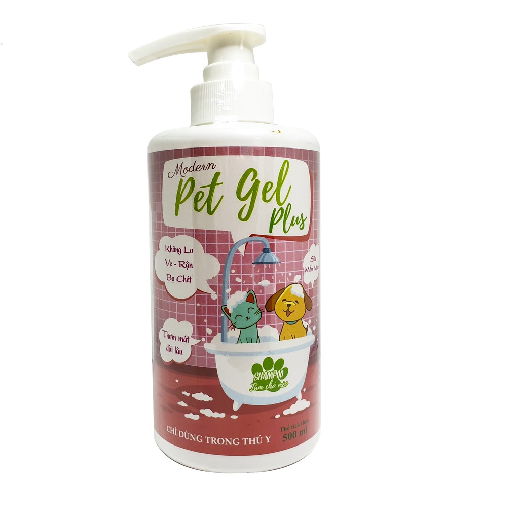 Sữa Tắm Pet Gel Plus - 500ml - Sữa Tắm cho chó mèo giúp trị ve rận, khử mùi và giúp da lông khỏe mạnh