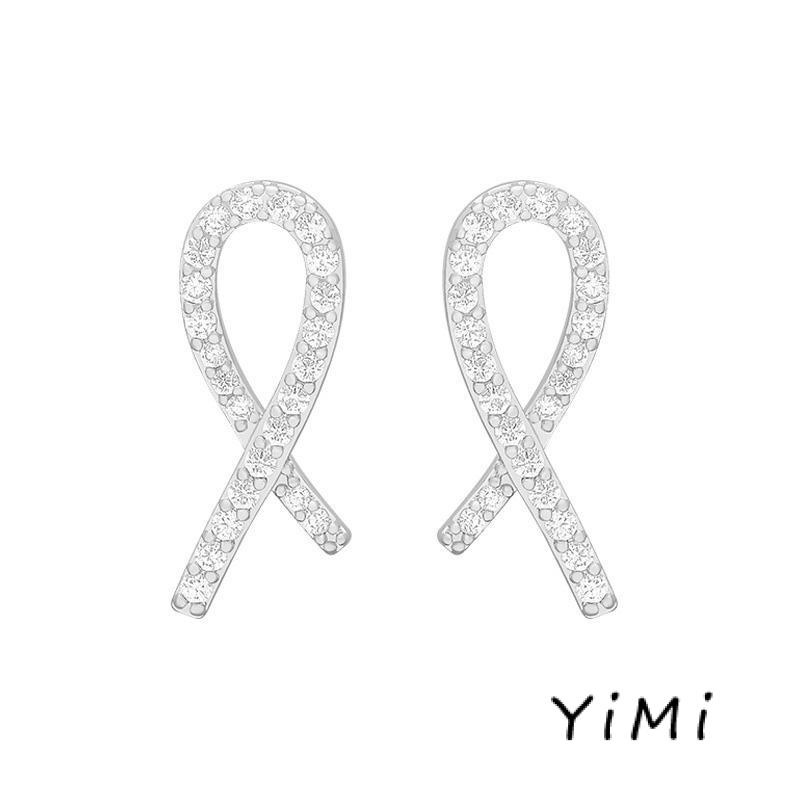 Bông Tai Hình Chữ Thập Đính Kim Cương Nhỏ Đơn Giản Cá Tính Dành Cho Nữ