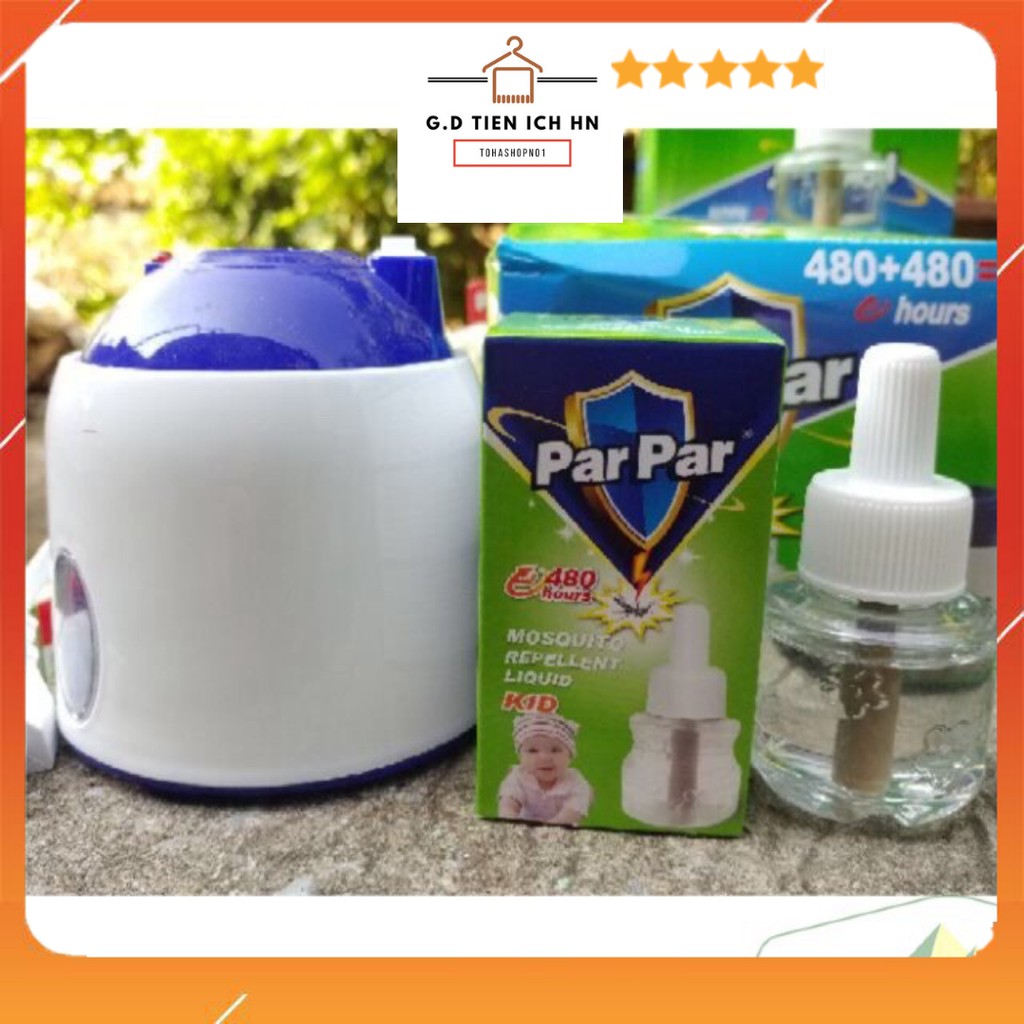 Máy xông tinh dầu đuổi muỗi ParPar - Hacker 480h tặng kèm Chai 45ml.