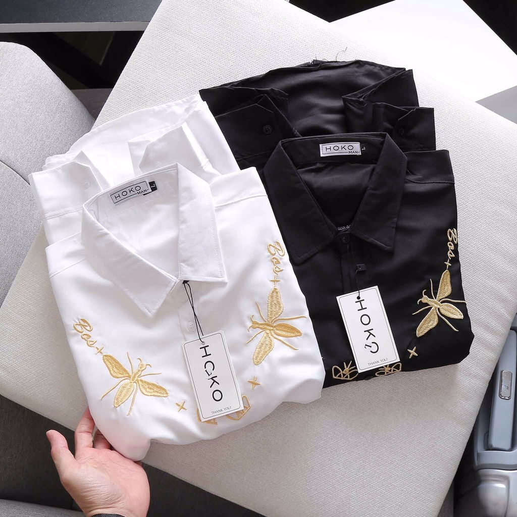 Áo sơ mi nam dài tay họa tiết thêu cao cấp