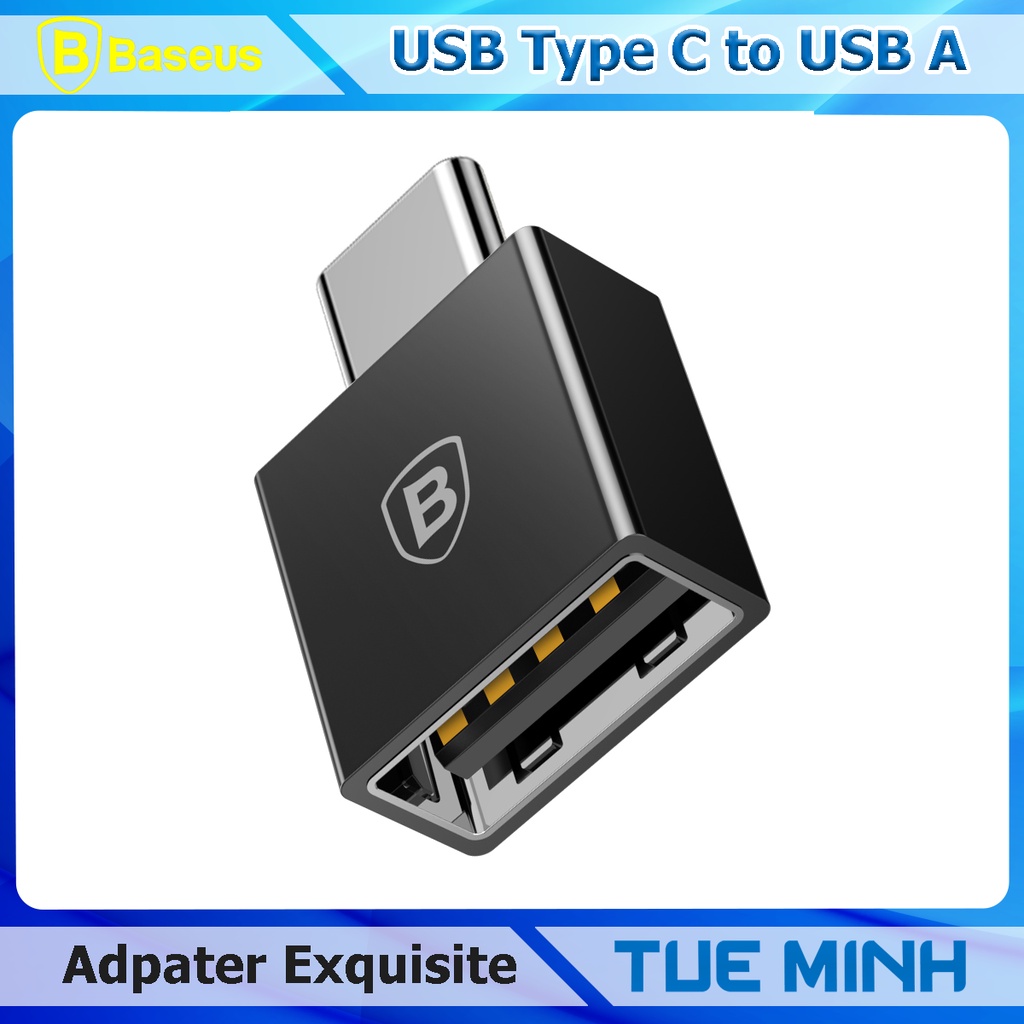 Adapter chuyển đổi cổng USB A sang USB C - Baseus Exquisite Type-C Male to USB Female Adapter Converter