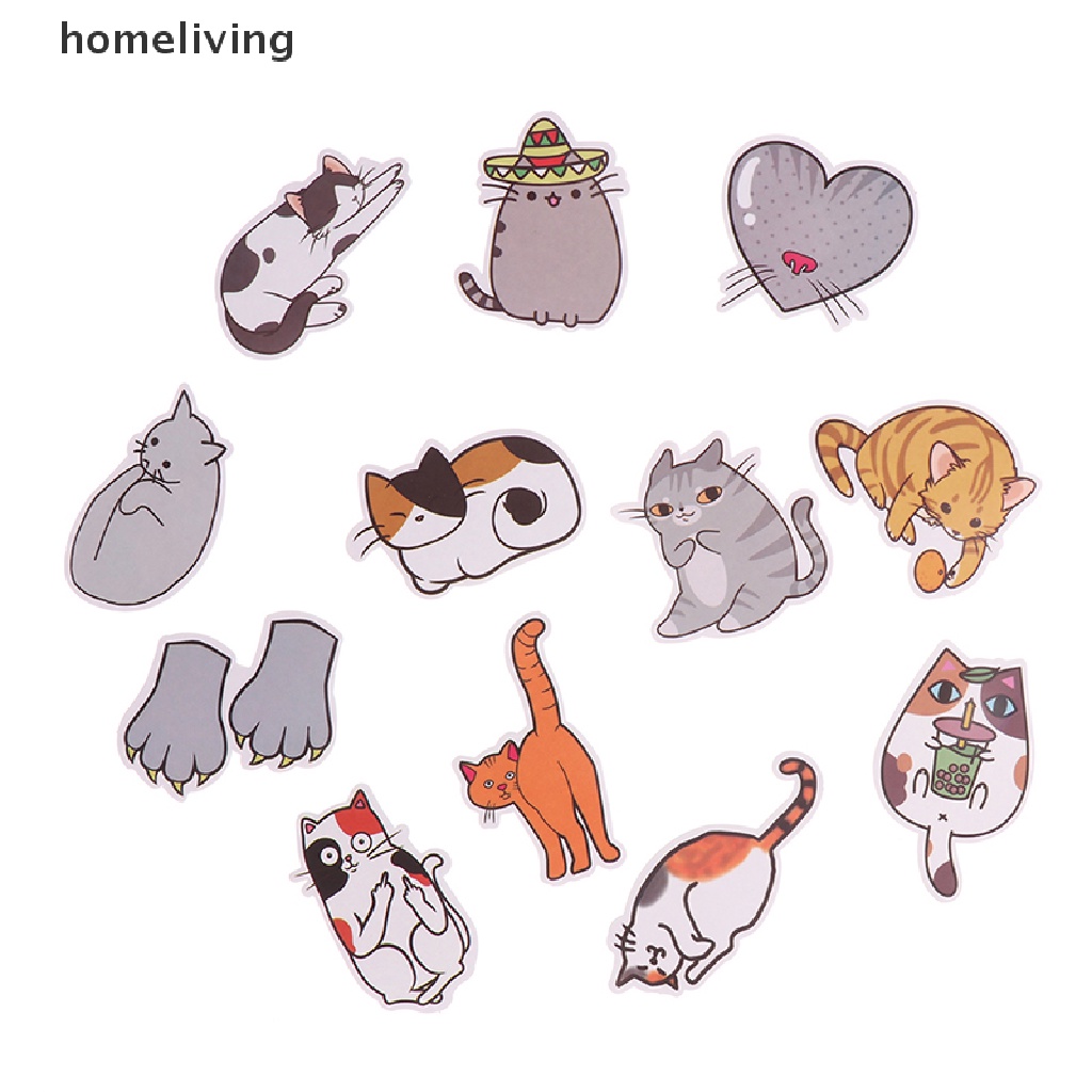 Set 50 Miếng Dán Hình Mèo Hoạt Hình Dễ Thương Trang Trí Laptop / Xe Hơi / Ván Trượt / Va Li