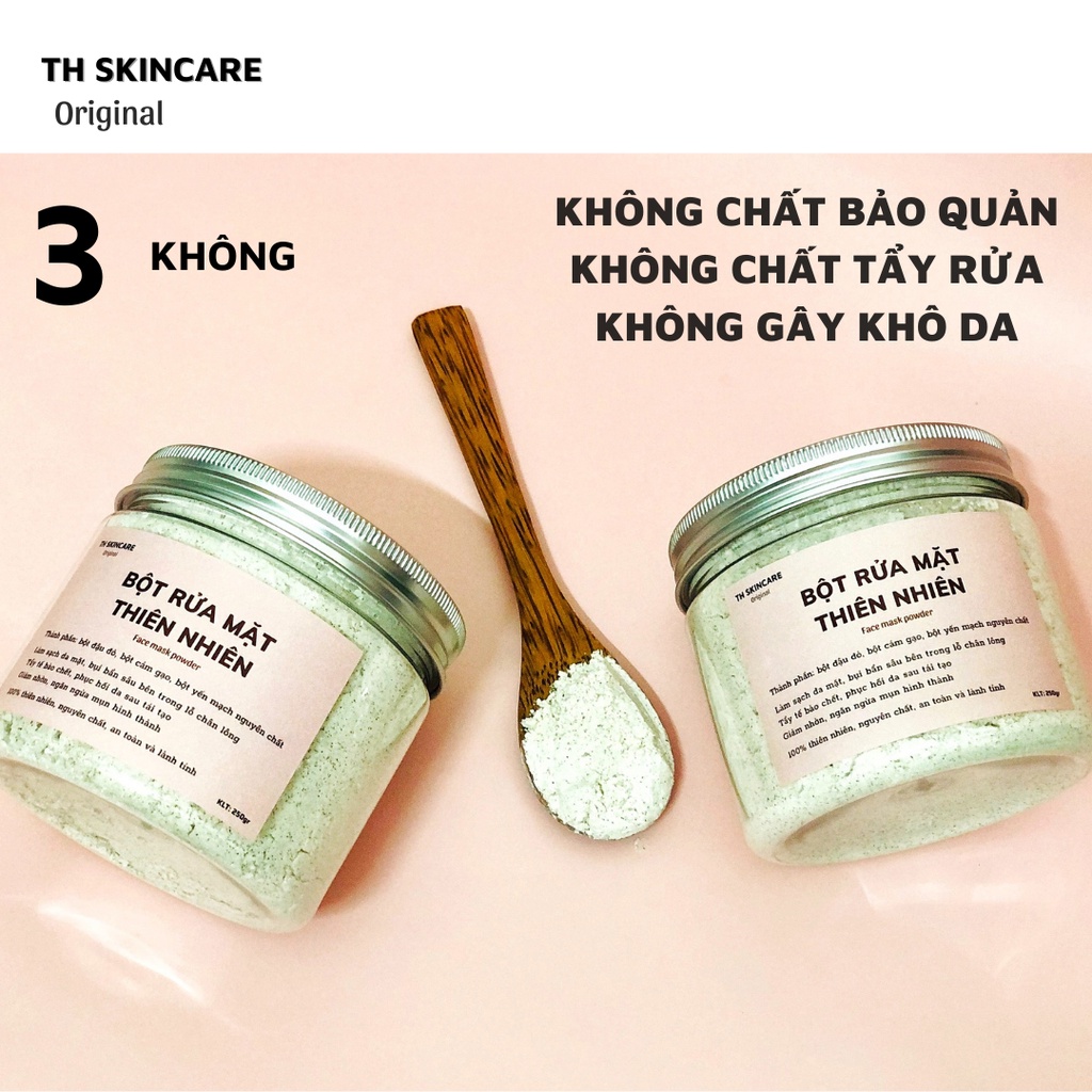 Bột Rửa Mặt Thiên Nhiên Làm Sạch Sâu Giảm Mụn Ẩn Mụn Đầu Đen TH SKINCARE 250G