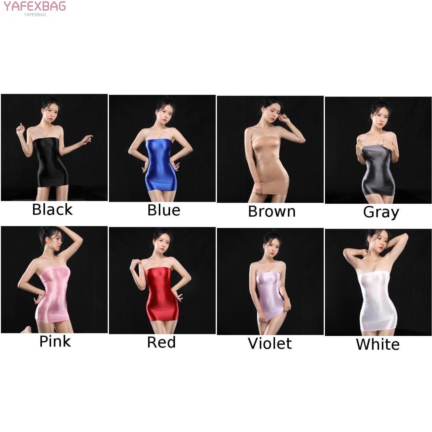 Lingerie Womens Ladies Sexy Bodycon Mini Dress Slim fit Strapless Shiny Silky Solid color Ultrathin Cocktail New | BigBuy360 - bigbuy360.vn