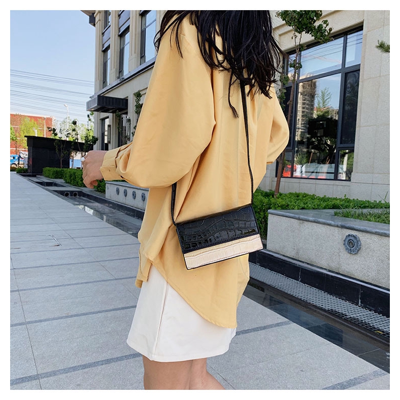 Túi Messenger đeo vai JASMIN NOIR họa tiết da cá sấu cổ điển sang trọng cho nữ