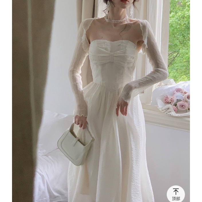 SET ĐẦM MIDI ỐNG NƠ XOẮN KÈM KHOÁC CROP BÈO