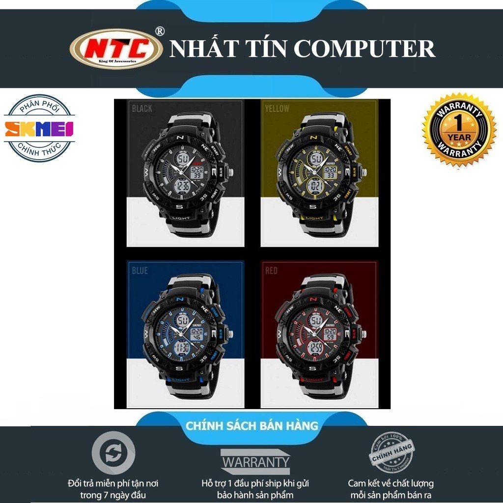 Đồng hồ thể thao nam SKMEI 1211 (dây khớp nhựa, chạy kim và điện tử, chống nước 5ATM)