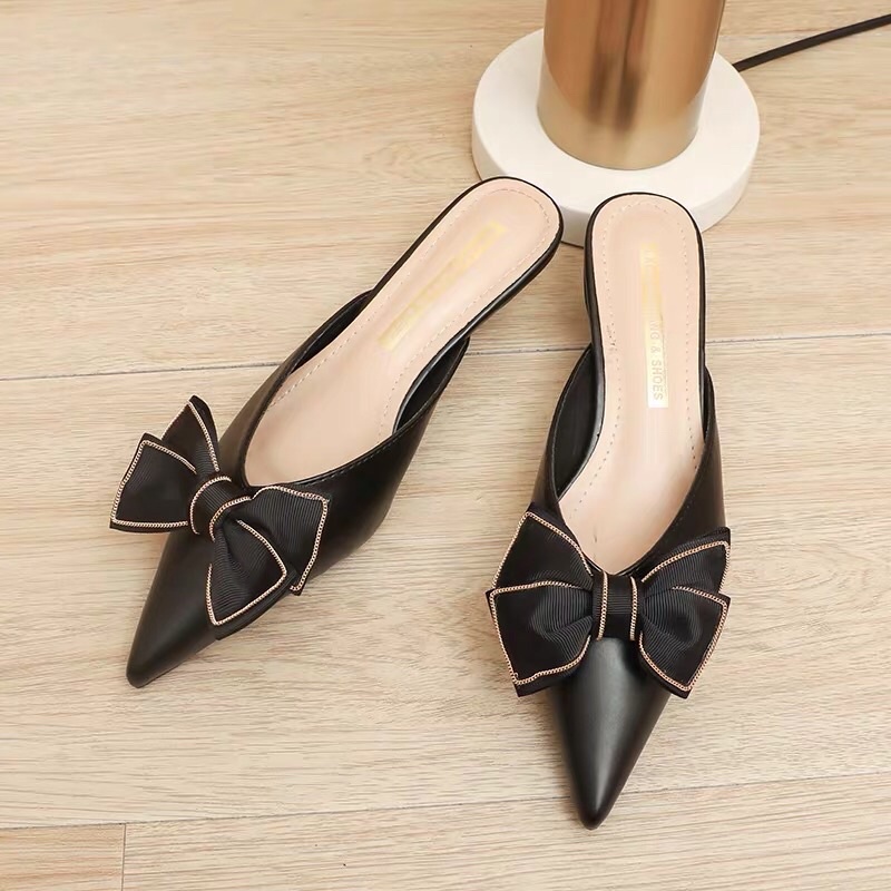 Sục Mũi Nhọn Dáng Bệt Đính Nơ Dễ Thương Xinh Xắn A53NV