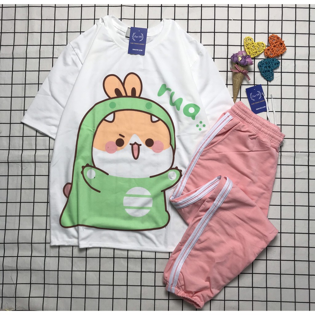 Đồ Bộ Dài Unisex Quần Jogger Áo Thun Chibi RUA Lapi VN Thoáng Mát, Freesize,Form Rộng, Nam Nữ Đều Mặc Được