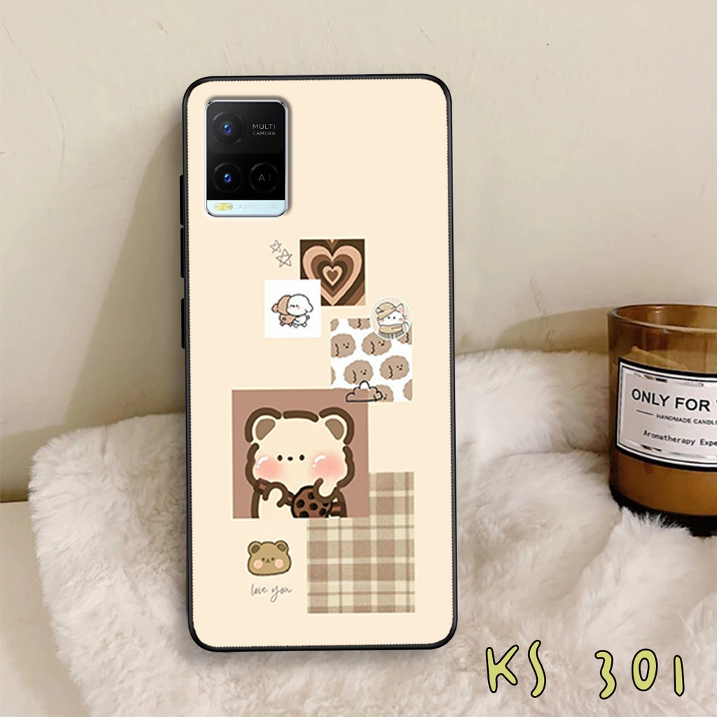 Ốp lưng Vivo Y21 - Vivo Y21s - Vivo Y33s - Ốp in hình gấu &amp; thỏ đang yêu - lưng nhám viền TPU cao cấp