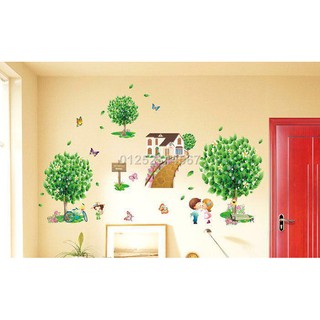 Decal dán tường 3 cây xanh