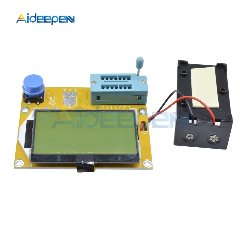 Thiết bị kiểm tra bóng bán dẫn vạn năng và điện dung LCR-T4 Mega328 M328 ESR MOS PNP NPN LCR với hộp acrylic