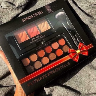 Set phấn mắt + má hồng + highlight Sivanna Colors Ultimate Essentials + cọ phấn.Cầm trên tay phê luôn rùi. Giá chỉ: 195k