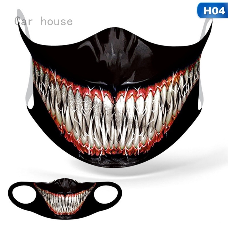 Khẩu Trang Chống Bụi Chống Gió Có Thể Tái Sử Dụng In Hình Đầu Lâu 3D Cho Halloween