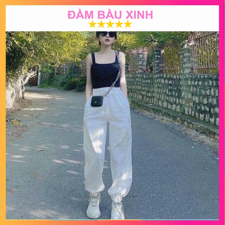 Quần Đũi Nữ Bom Cạp Chun Thoáng Mát Hai Màu Thấm Hút Mồ Hôi Tốt