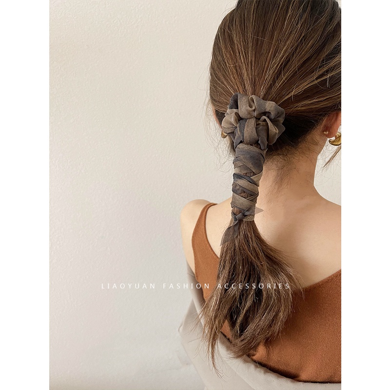 Dây cột tóc kiểu dây ruy băng thắt nơ xinh xắn
