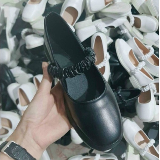 Giày búp bê quai chun nhún chất da